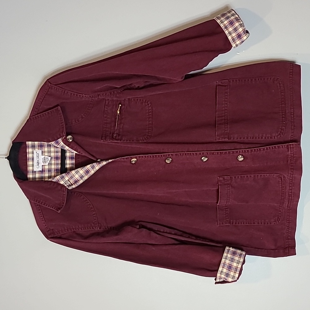 VTG Cabin Creek‎ Barn Coat Women XLP Button Front Coastal Chore 90s Burgundy